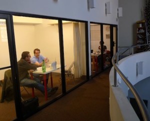 Dan Leers, independent curator meeting with RU resident, Mono Schwarz-Kogelnik