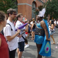 RU staff/artist interviewing Pride participants
